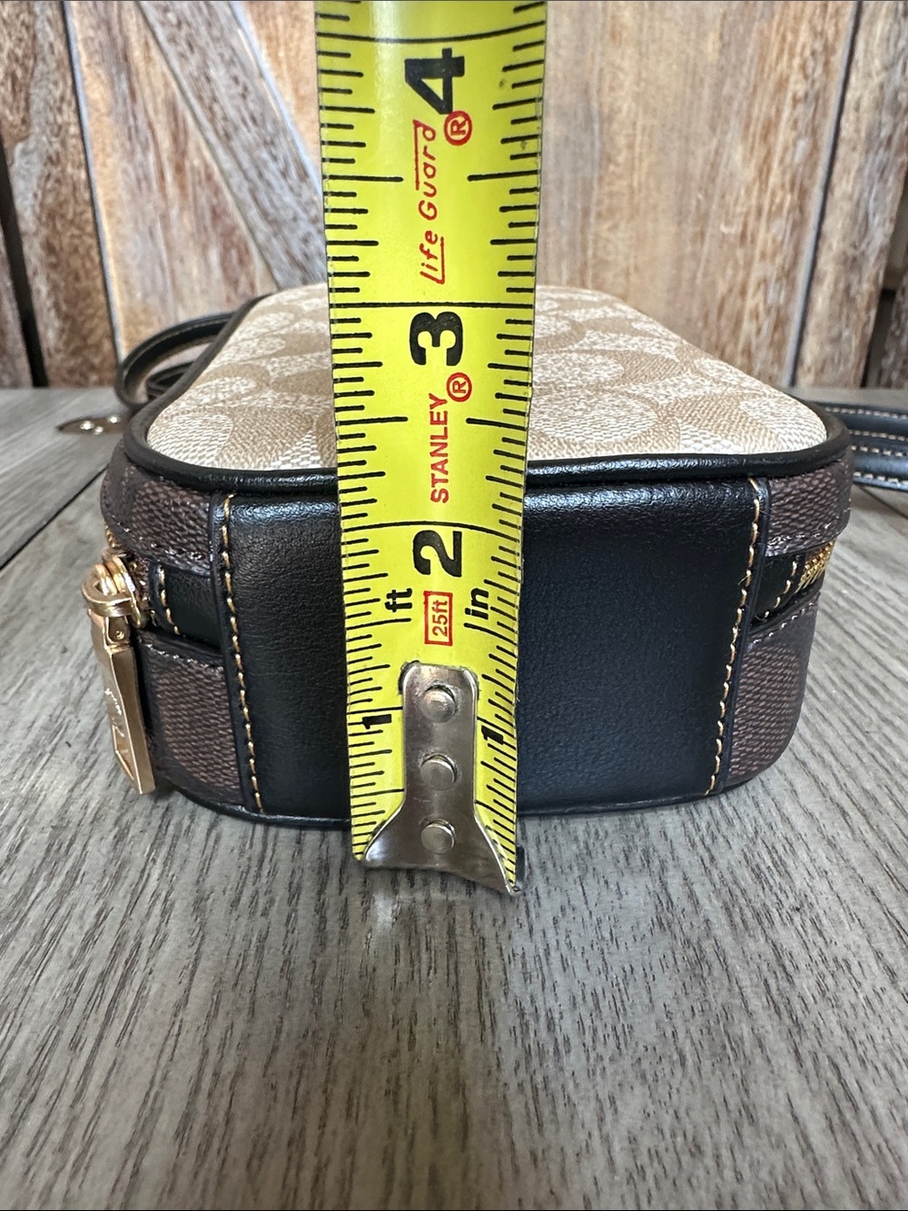 Coach Eva Phone Crossbody In Blocked Signature Canvas Light Khaki/Brown - Picture 14 of 15